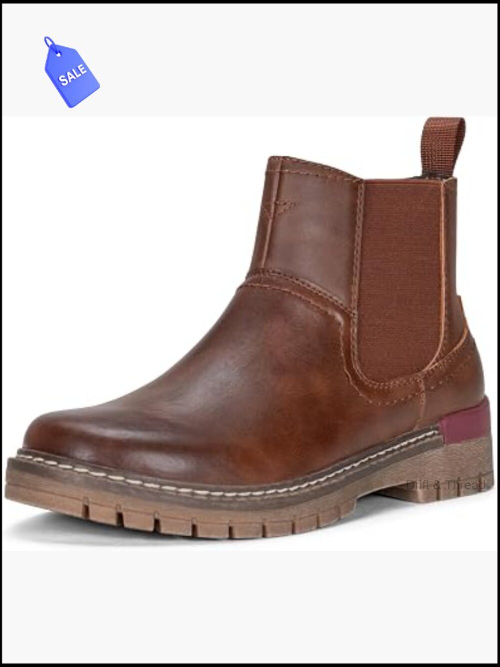 Women's Chelsea Boots Pull-On Low Heel Ankle Booties Lug Sole